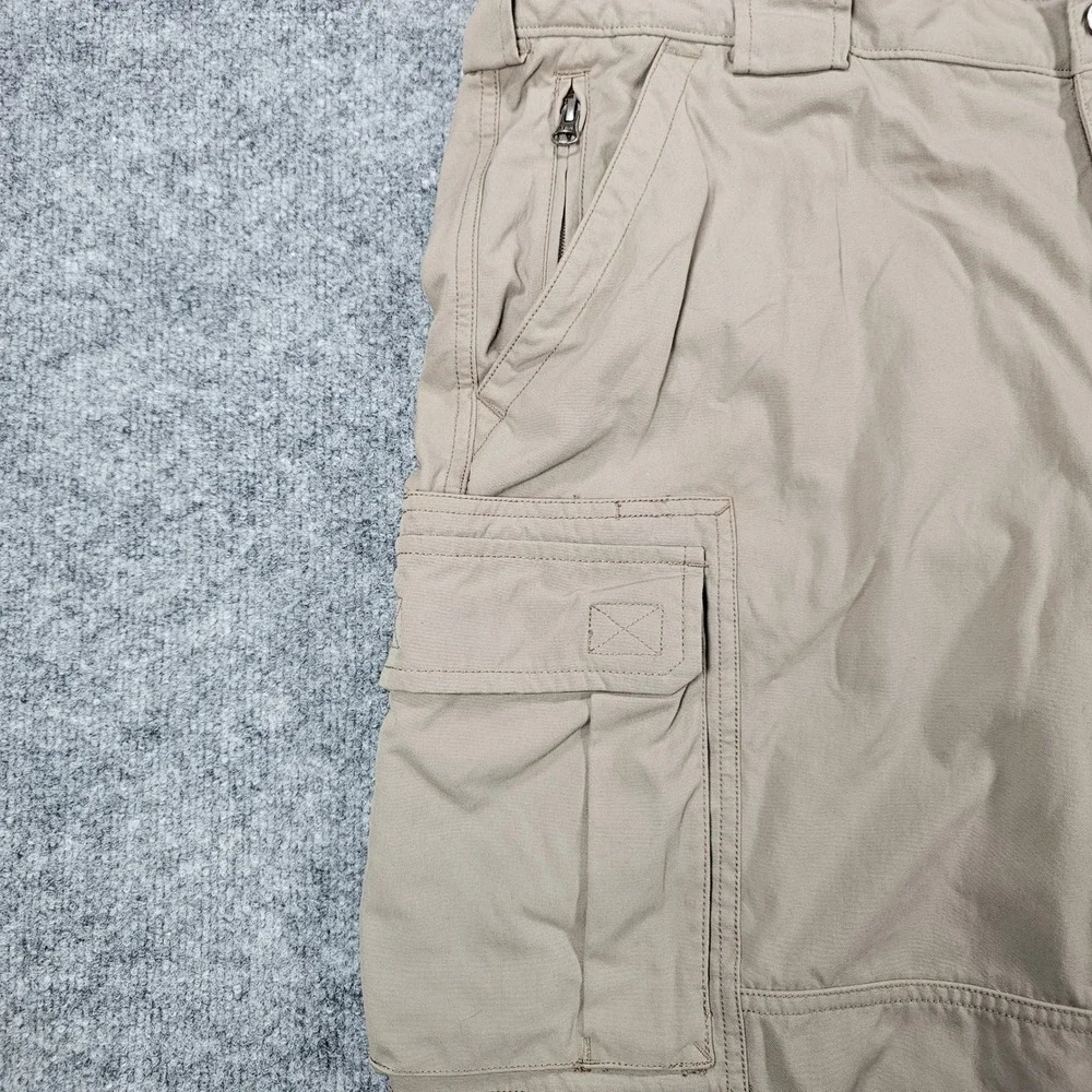 Duluth Trading Co Dry on the Fly Cargo Pants Mens 2XL x 27 Khaki Nylon Tech Work